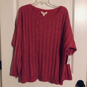 Terra Sky Light Sweater Material Pink Plus Size 2X (20W-22W) NWT